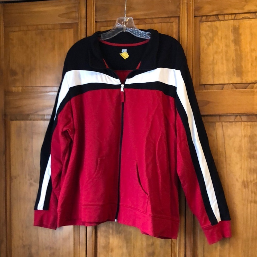 SJB Active Red Black Stripe Zip Up Hoodie 3X